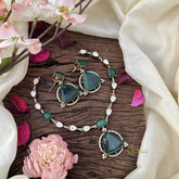 Doublet Green Stone Victorian Diamond Neckpiece-VV1925